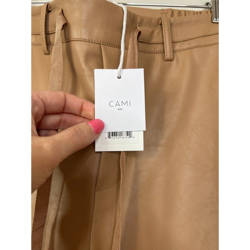 NWT Cami NYC Adene Vegan Leather Camel Cropped Drawstring Pant in Cortado - Picture 5 of 9